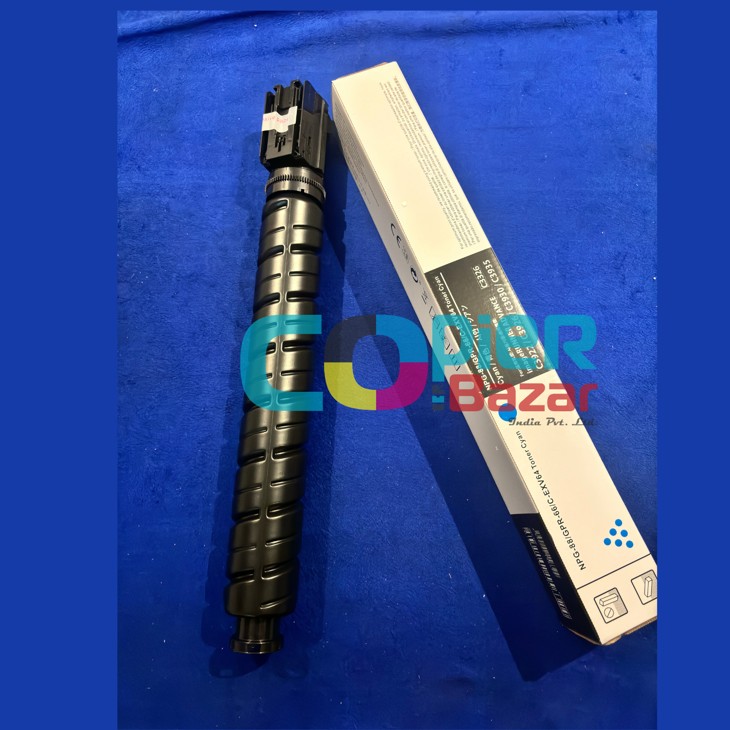 High-Yield NPG-88 Cyan Compatible Toner Cartridge for Canon imageRUNNER C3326 3 NPG-88 Cyan Toner Cartridge placed alongside compatible Canon imageRUNNER printer models, including the C3326, demonstrating its broad compatibility.