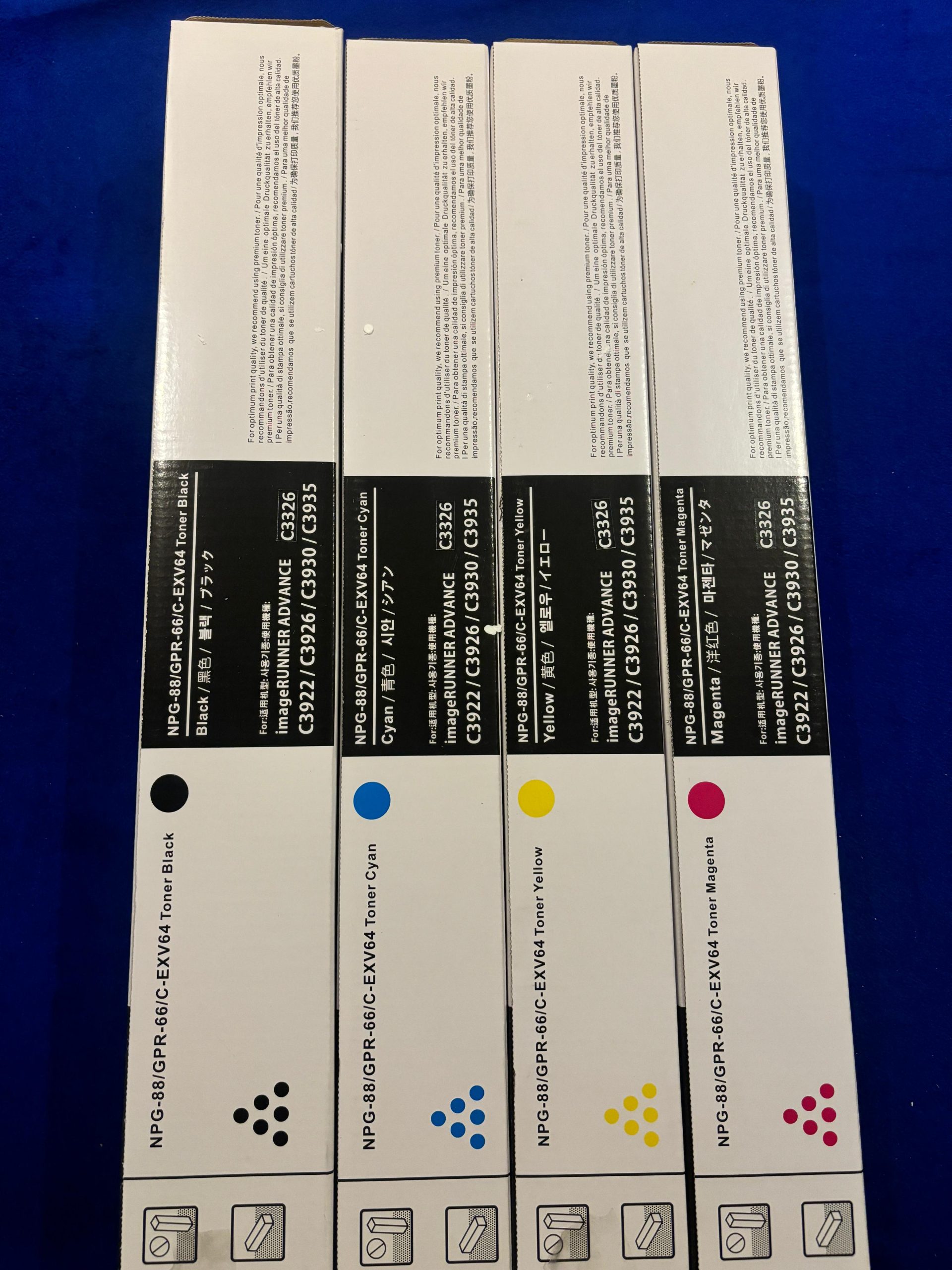 Compatible NPG-88 Toner Cartridge Set (Black, Cyan, Magenta, Yellow) for Canon imageRUNNER ADVANCE C3326, C3322L, DX C3922, C3926, C3930, C3935 1 "Compatible NPG-88 Toner Cartridge Set for Canon Printers - 4 Colors (Black, Cyan, Magenta, Yellow)"