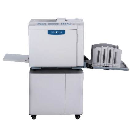 MIL-DD 2500 digital duplicator with high-speed printing capabilities, featuring a sleek design and an intuitive LCD interface.